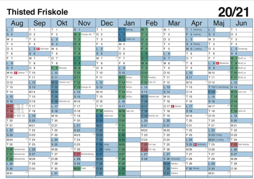 Aktivitetskalender 21 Thisted Friskole Og Friluftsbornehave